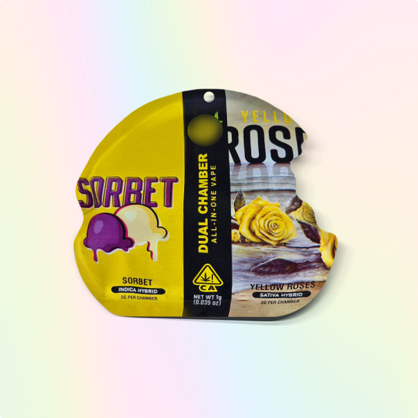 Dual Chamber THC Vape Pen 0.5+0.5ml Sorbet & Yellow Roses