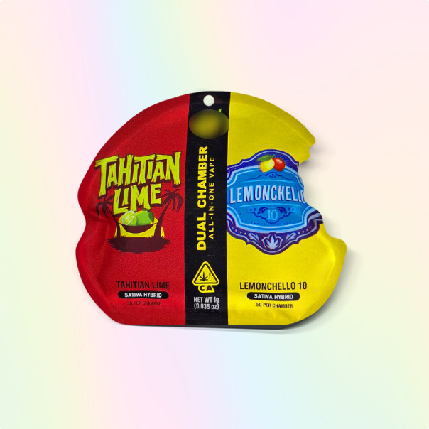 Dual Chamber THC Vape Pen 0.5+0.5ml Tahitian Lime & Lemonchello Dual Chamber THC Vape Pen 0.5+0.5ml Tahitian Lime & Lemonchello